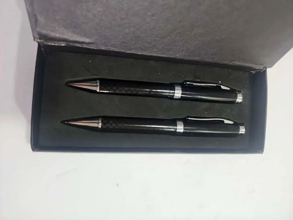 Gold Coast Always In Style Black and Chrome Checkered Pen Set in Gift Box